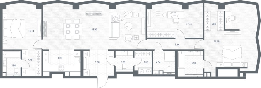 Планировка 154.58 м²