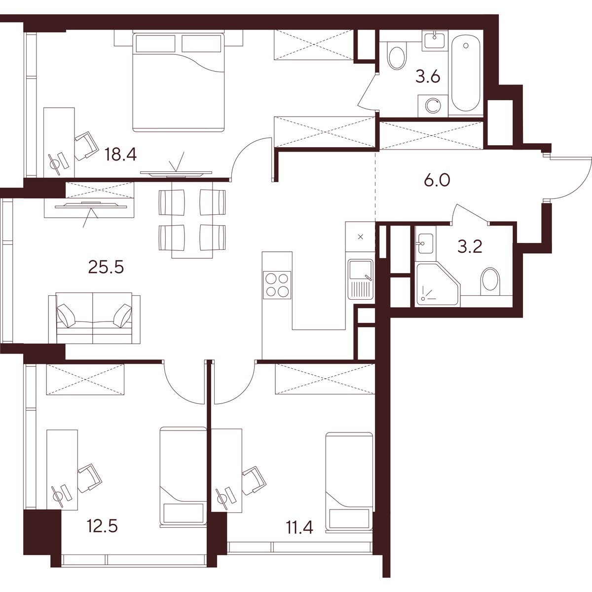 Планировка 80.6 м²