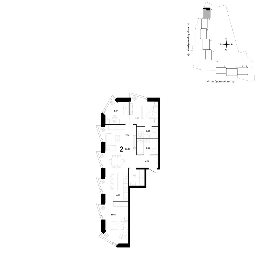 Планировка 83.18 м²