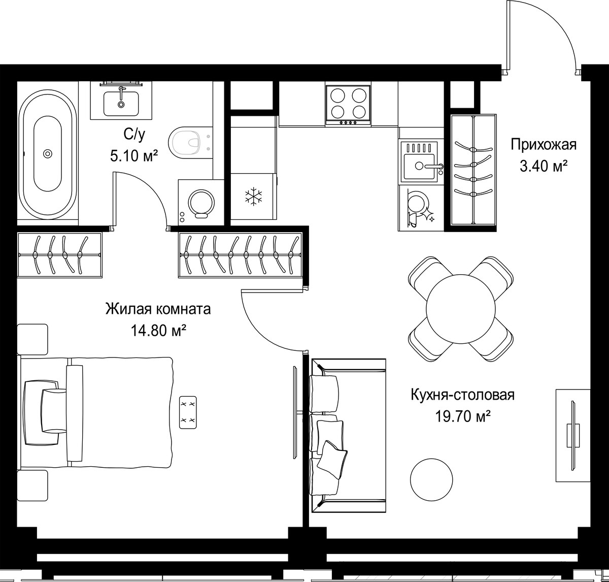 Планировка 43.0 м²
