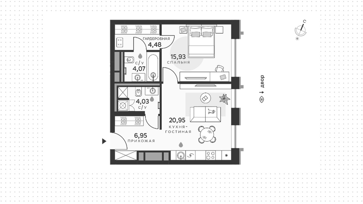 Планировка 56.41 м²
