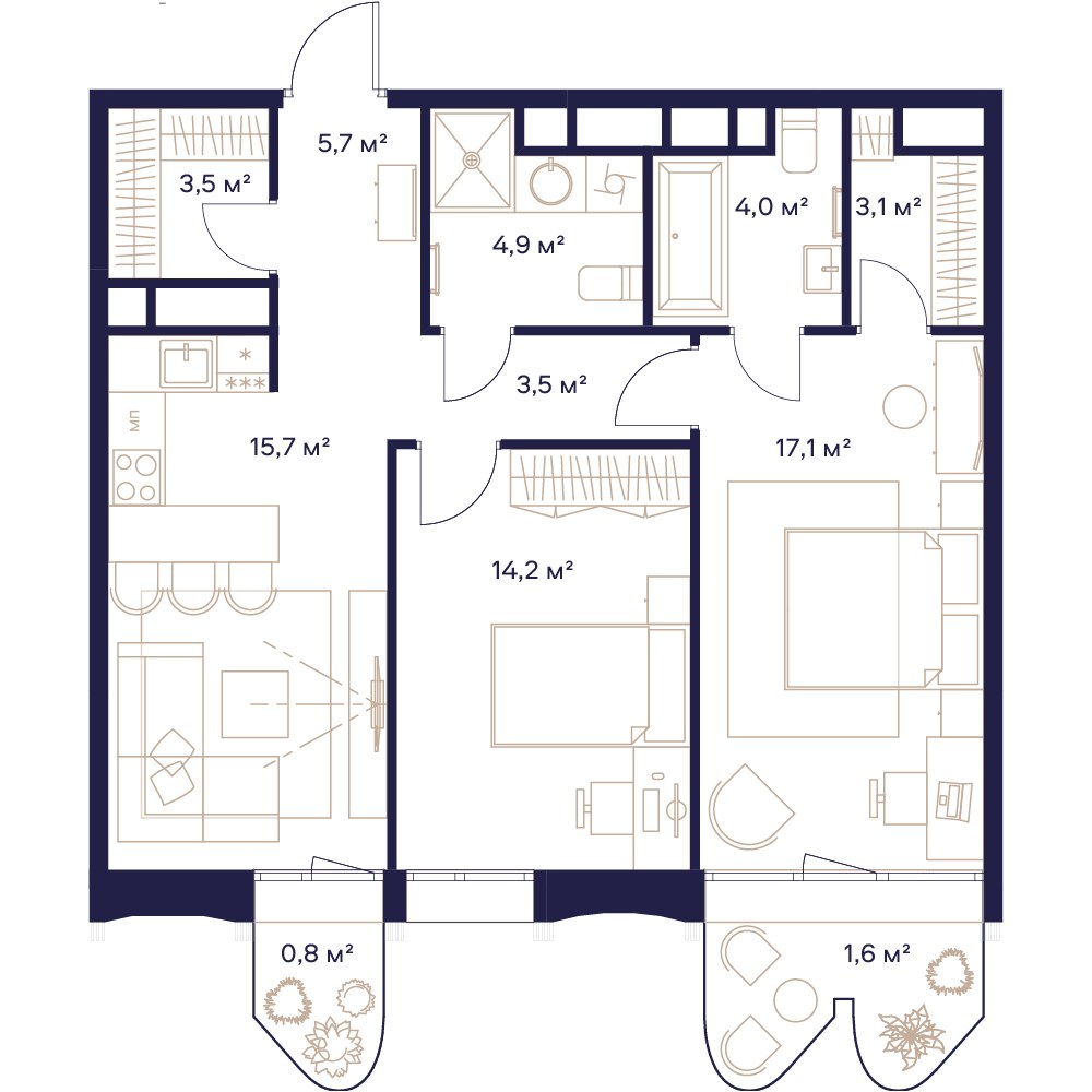 Планировка 73.8 м²