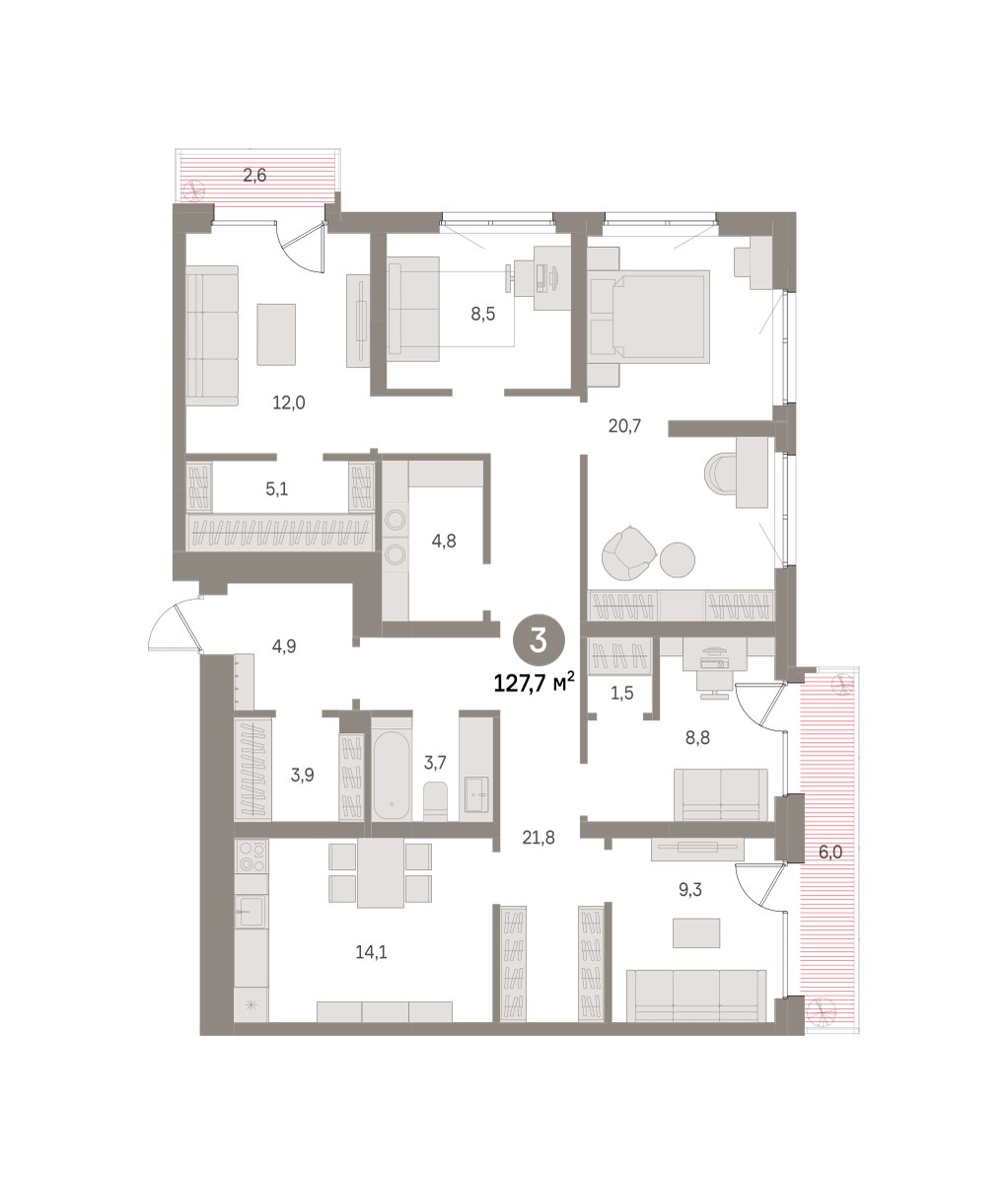 Планировка 127.7 м²