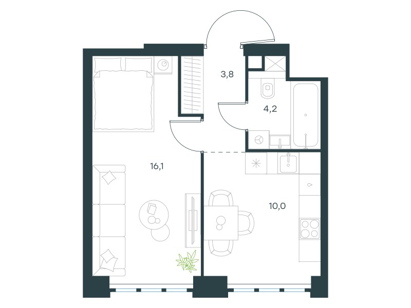 Планировка 34.1 м²