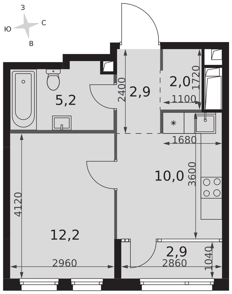 Планировка 35.2 м²