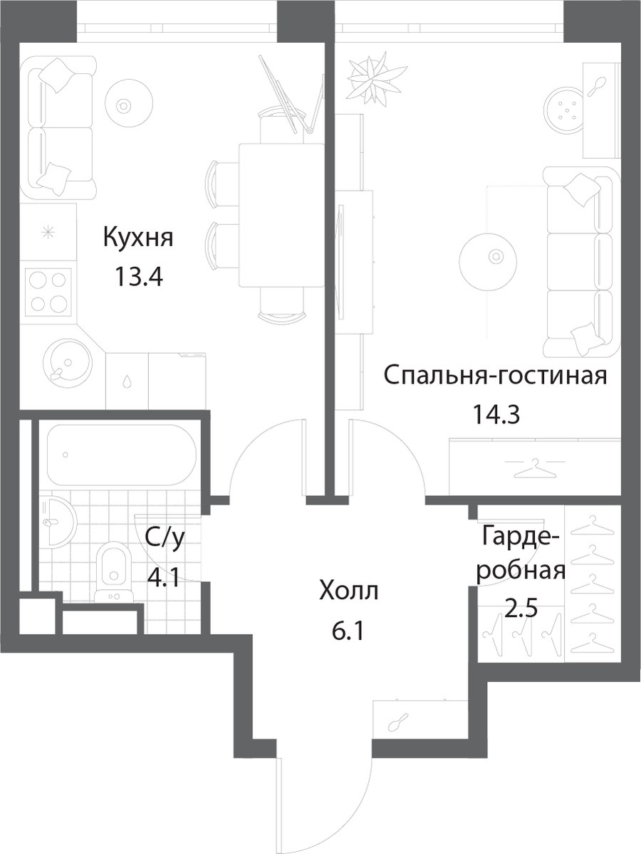 Планировка 40.3 м²