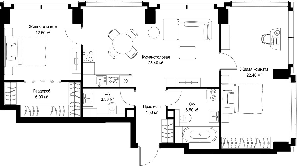 Планировка 80.6 м²