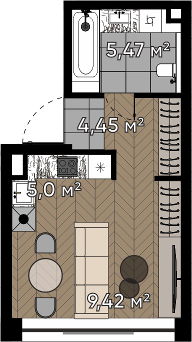 Планировка 24.34 м²