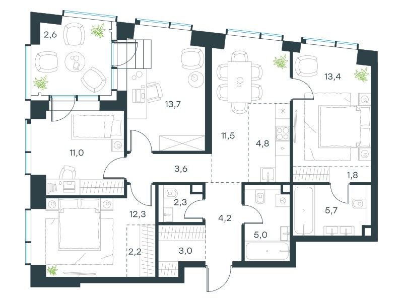 Планировка 97.1 м²