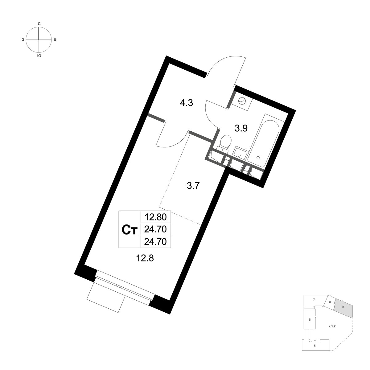Планировка 24.7 м²