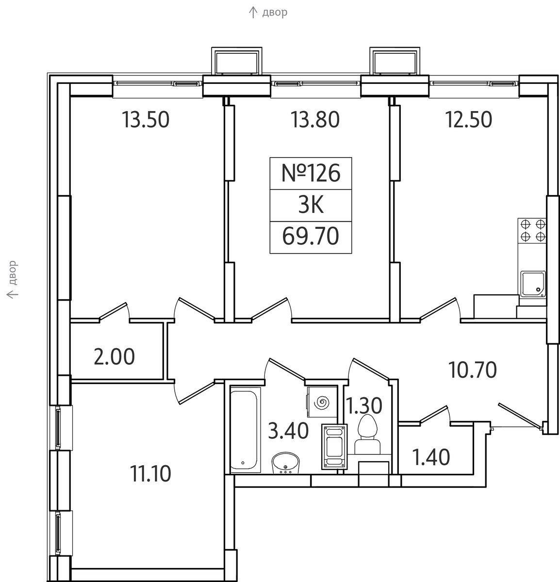 Планировка 69.7 м²