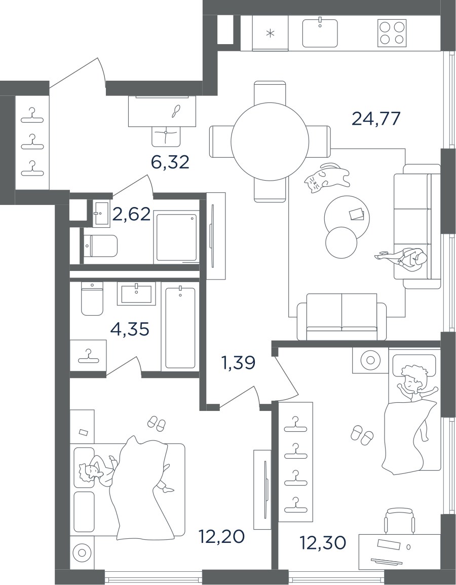 Планировка 63.95 м²