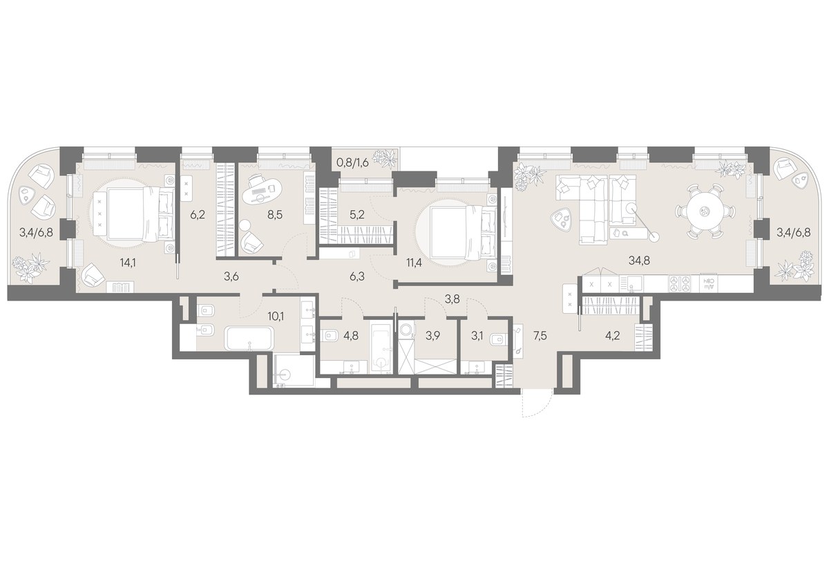 Планировка 135.1 м²