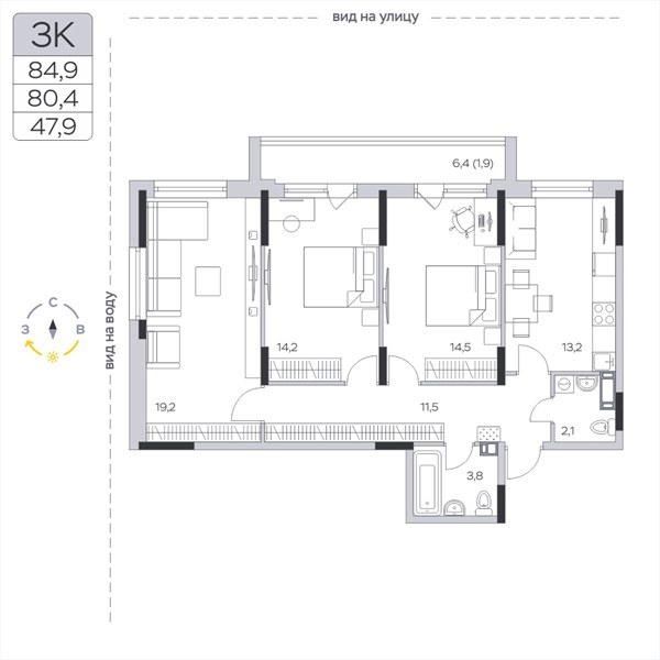 Планировка 80.6 м²