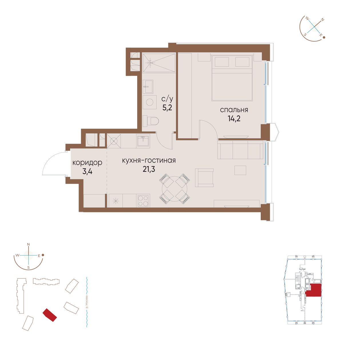 Планировка 44.1 м²
