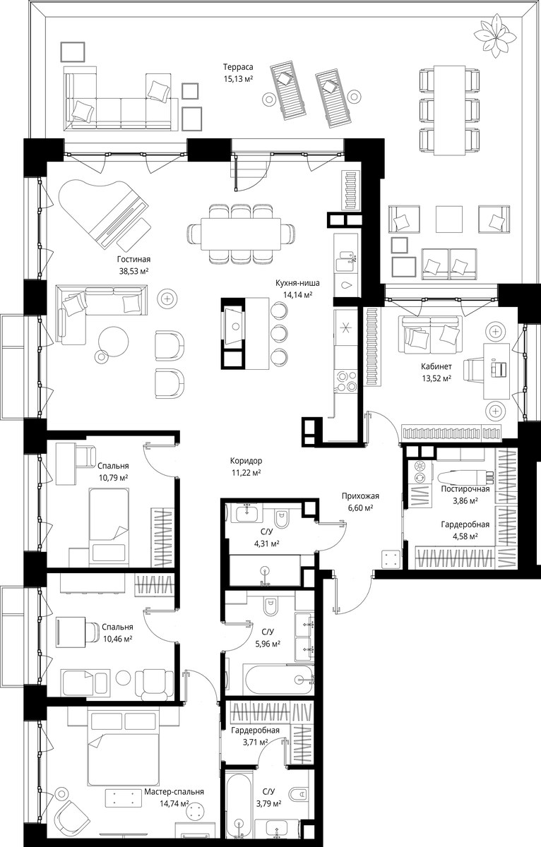 Планировка 161.34 м²