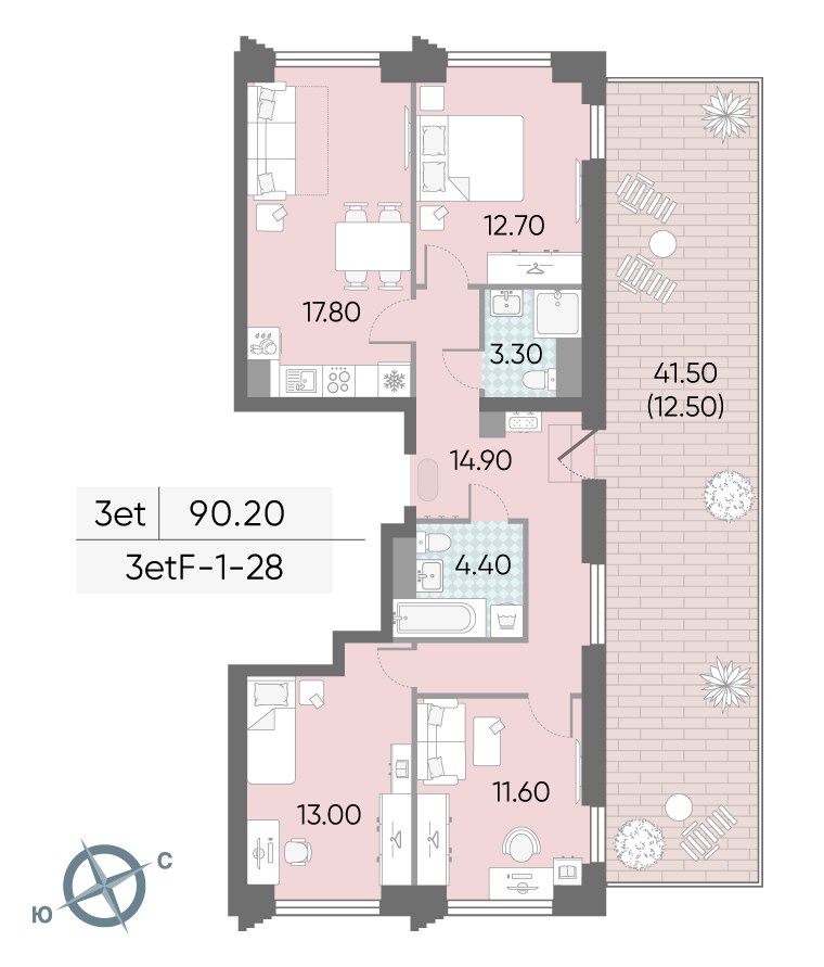 Планировка 90.2 м²