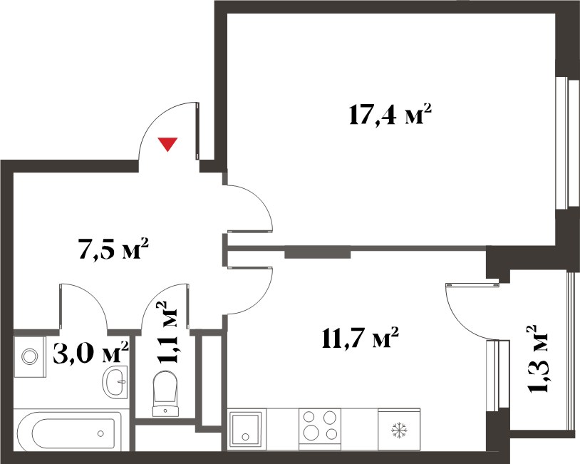 Планировка 41.0 м²