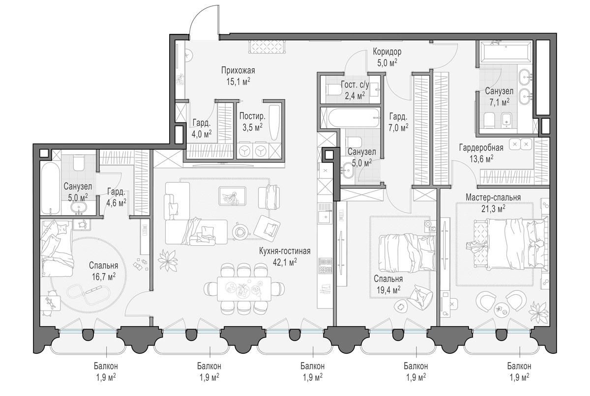Планировка 174.7 м²