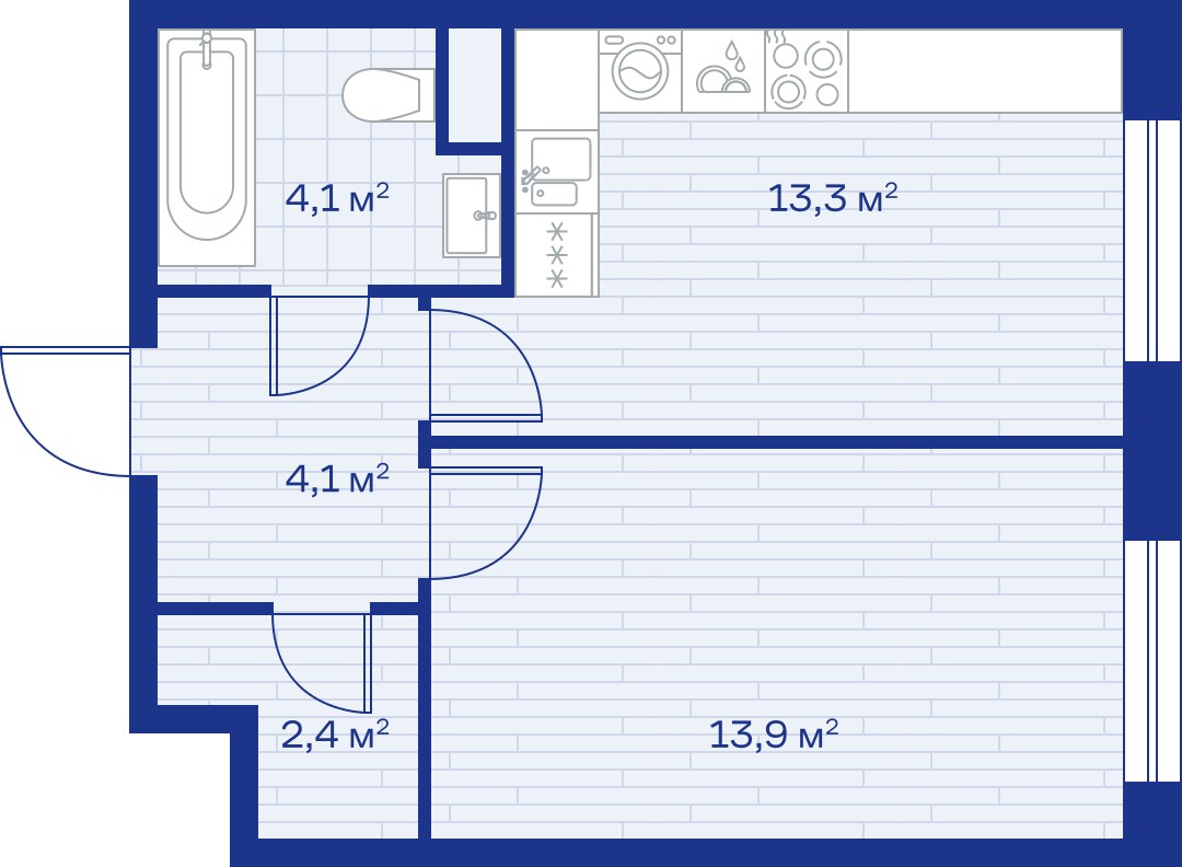 Планировка: 1-комнатная, 38.0 м²