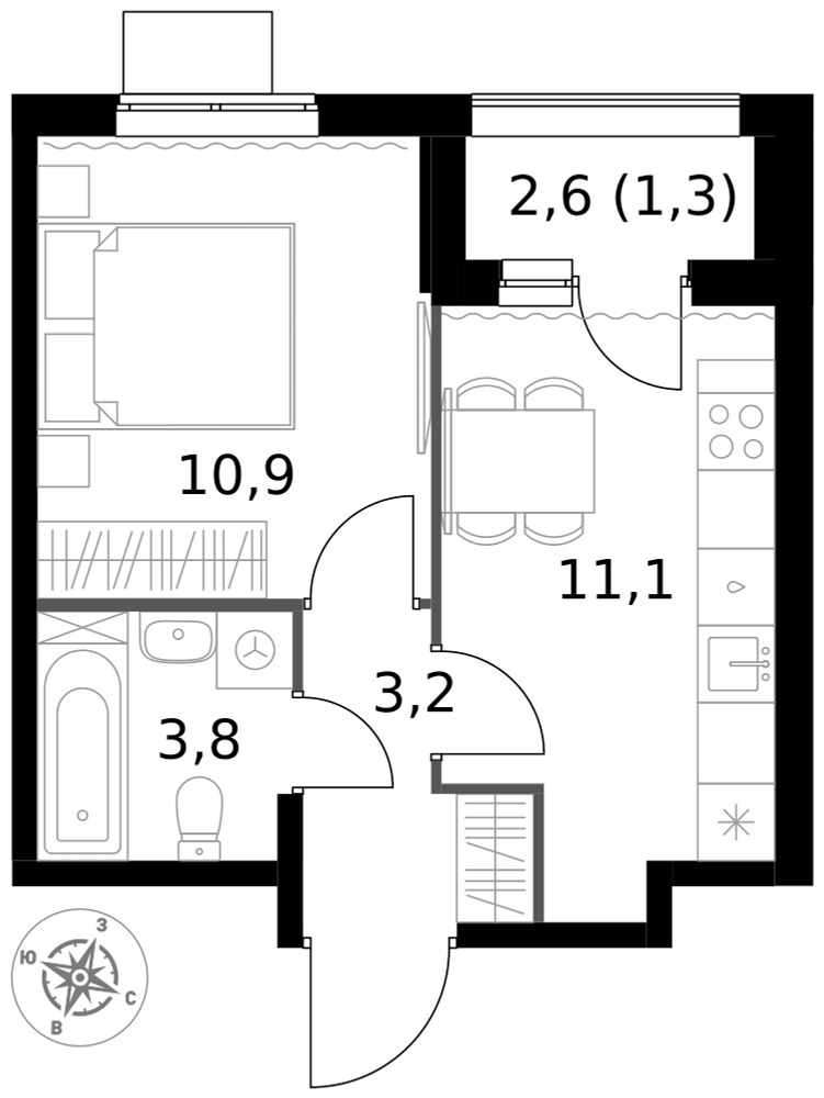 Планировка 30.3 м²