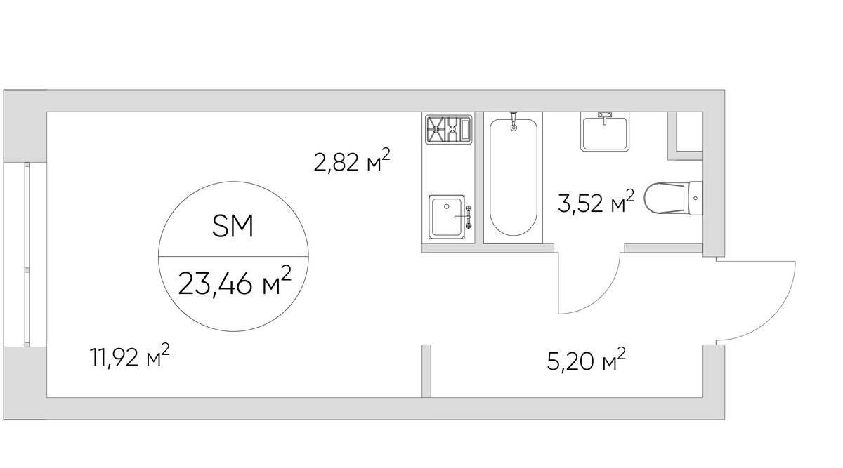 Планировка 23.4 м²