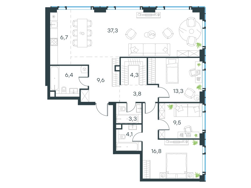 Планировка 115.1 м²