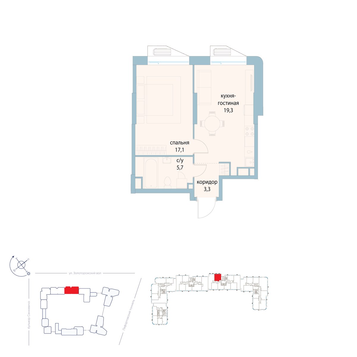 Планировка 45.4 м²