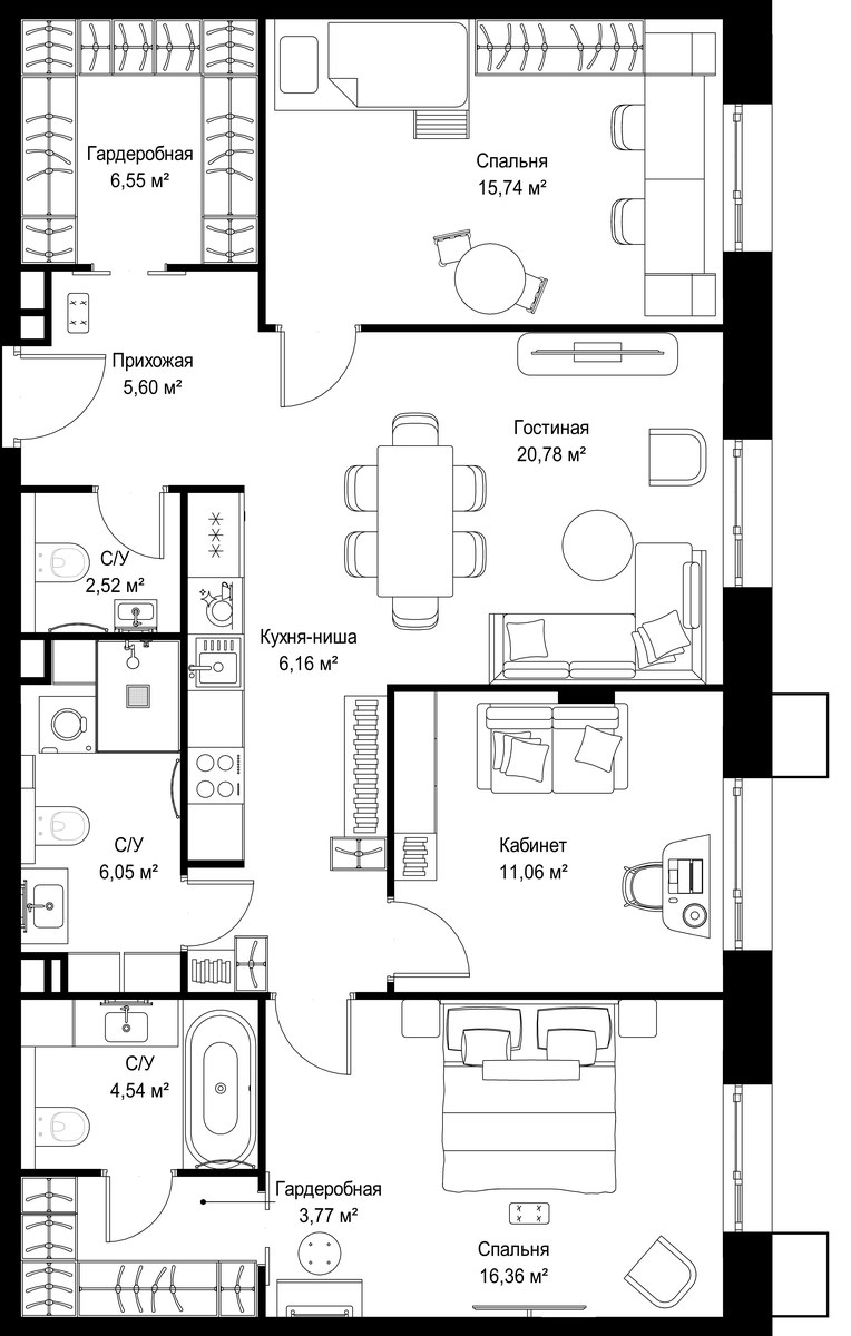 Планировка 99.13 м²