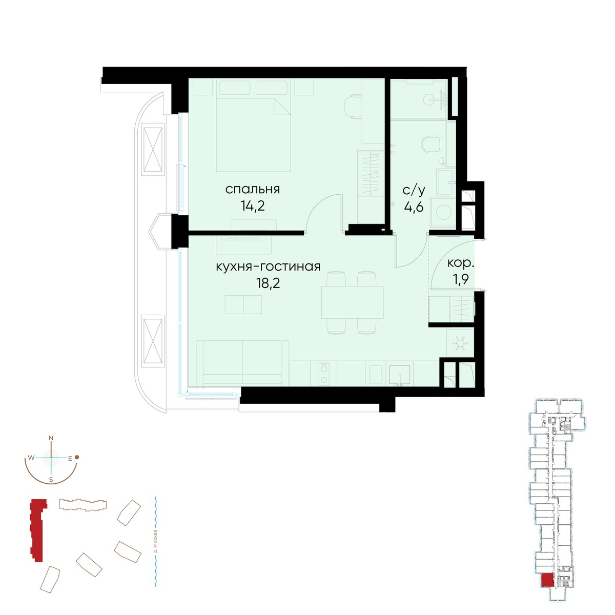 Планировка 38.9 м²