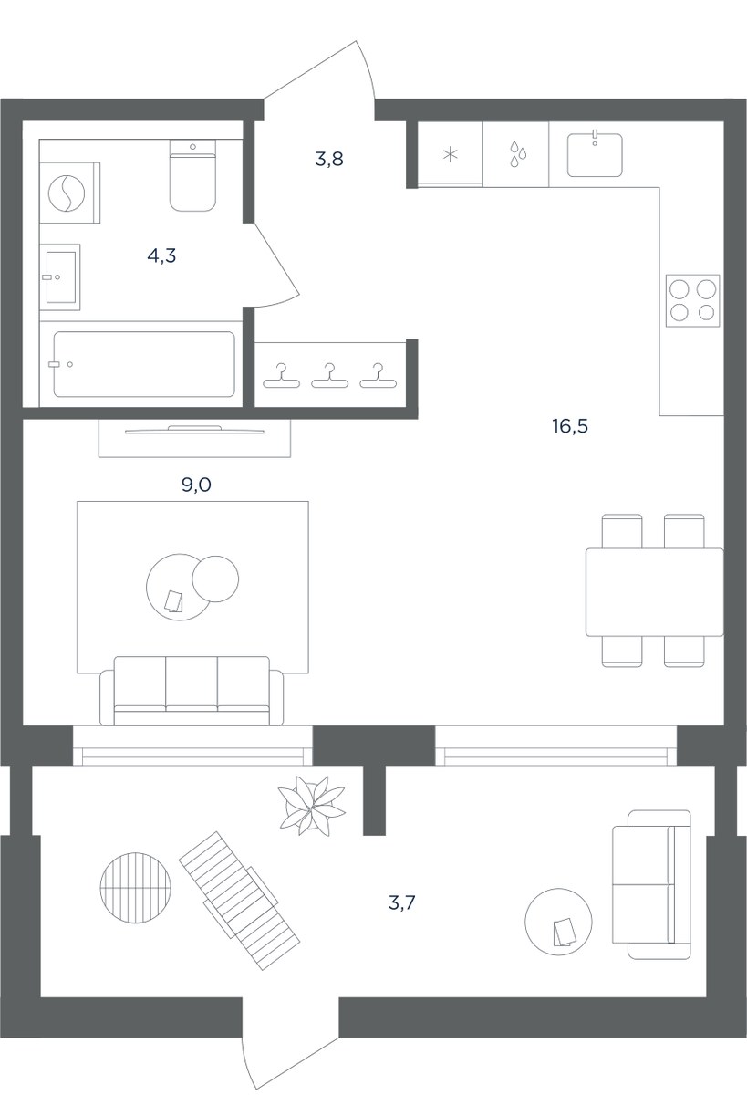 Планировка 37.3 м²