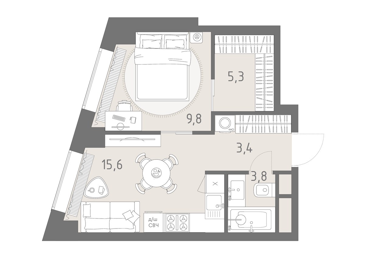 Планировка 37.9 м²