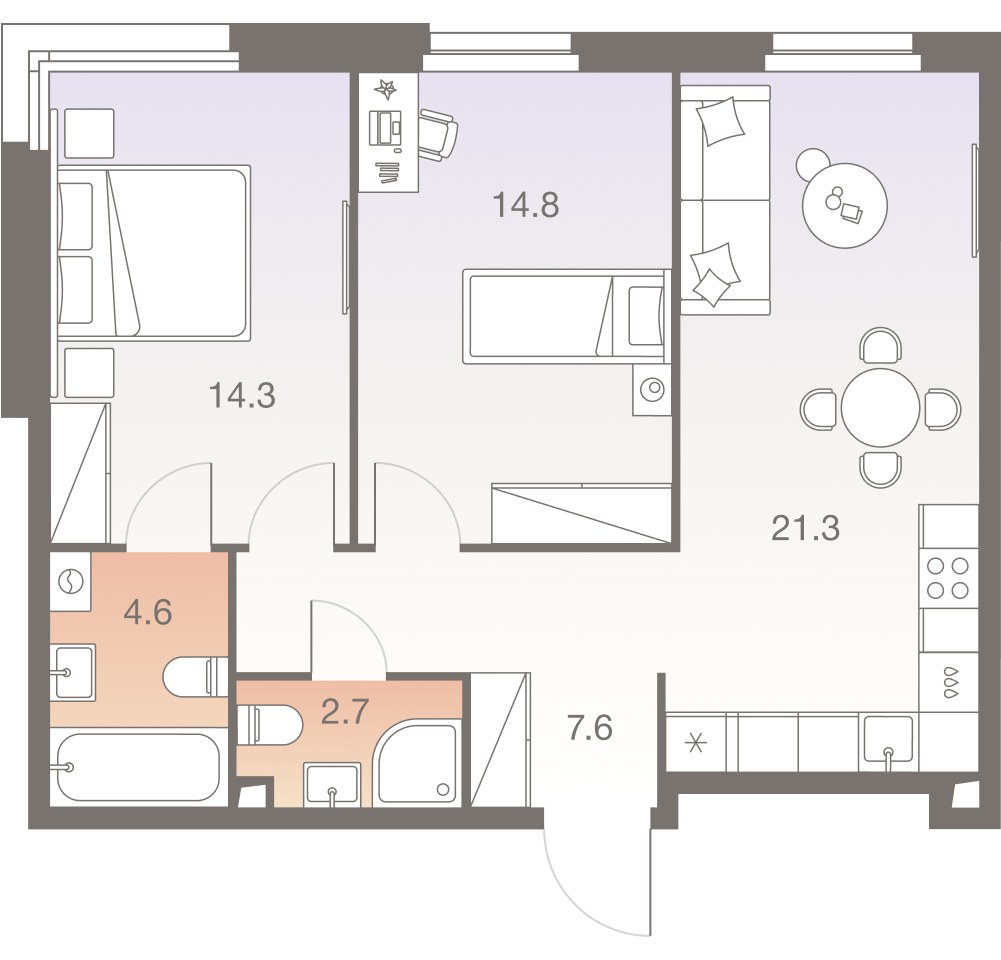 Планировка 65.1 м²