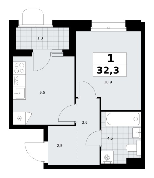 Планировка 32.3 м²