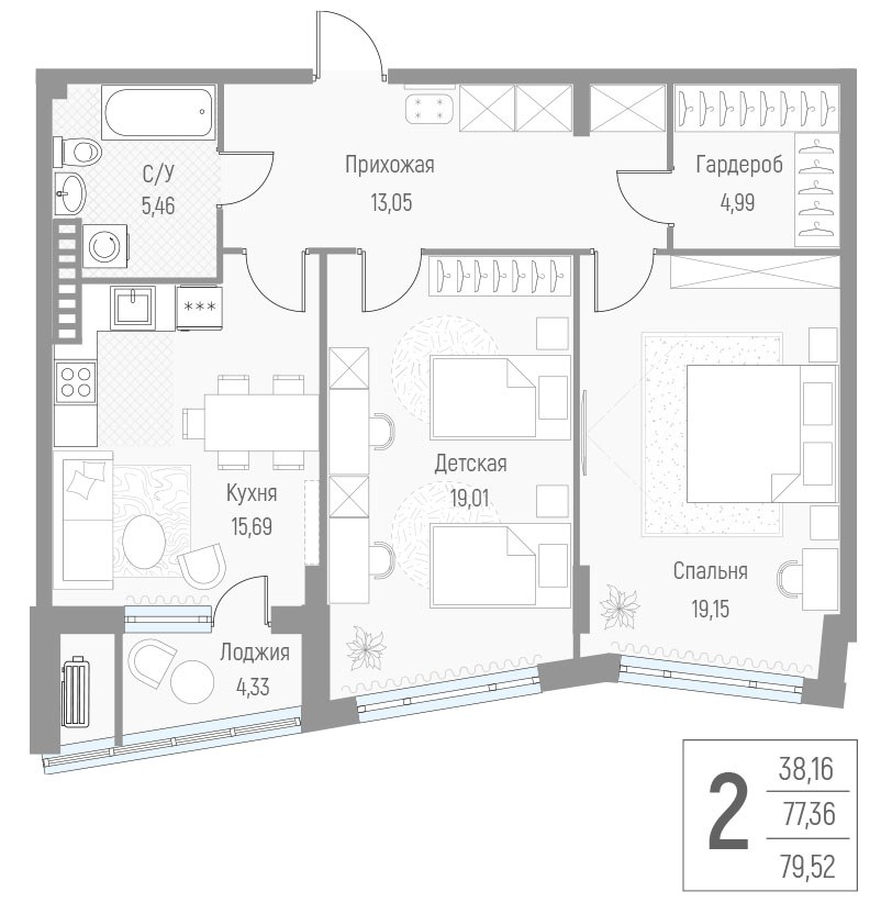 Планировка 79.5 м²