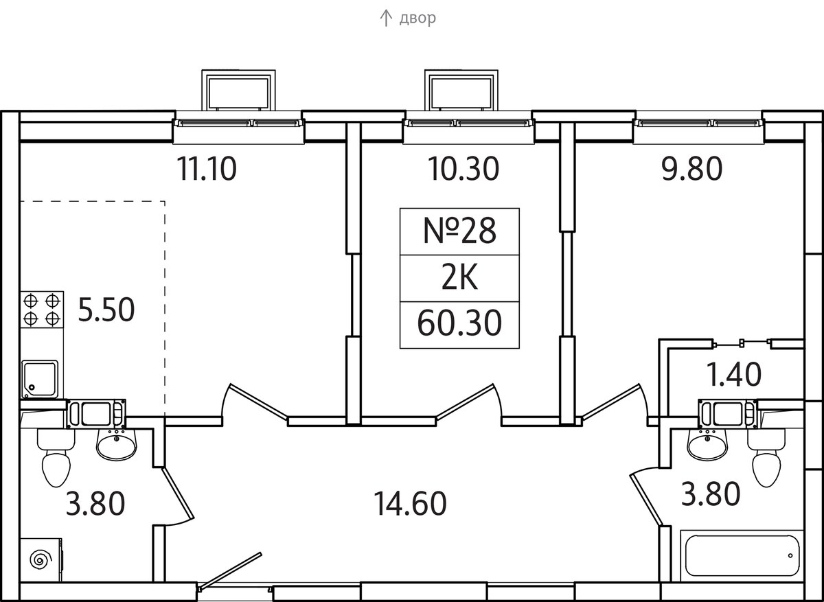 Планировка 60.3 м²