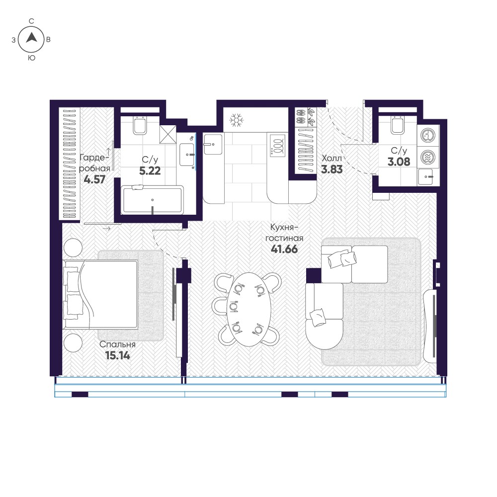 Планировка 73.5 м²