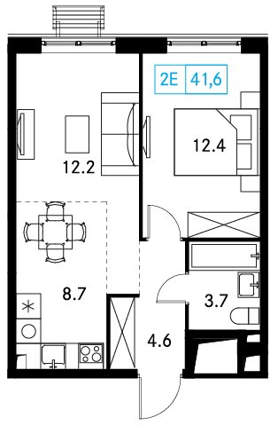 Планировка 41.4 м²