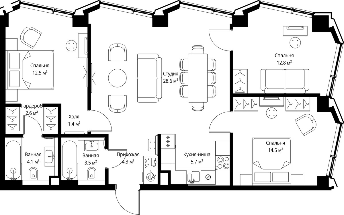 Планировка 90.0 м²