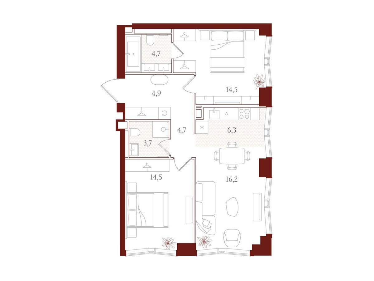 Планировка 69.5 м²