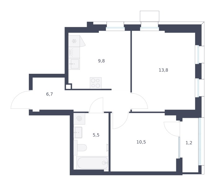 Планировка 47.5 м²