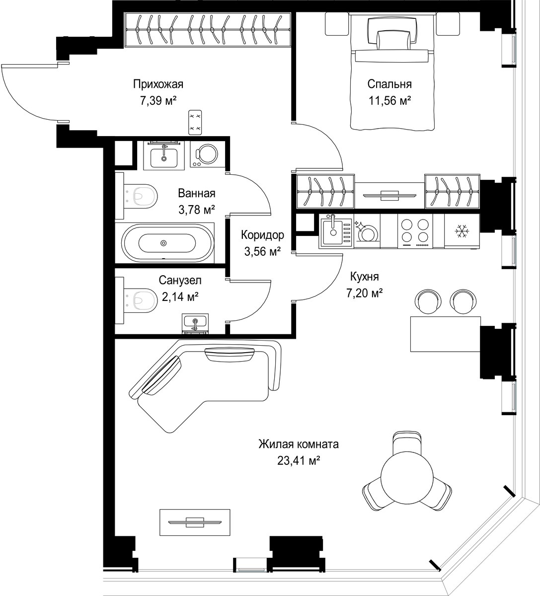 Планировка 59.04 м²