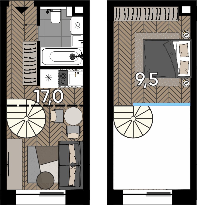 Планировка 23.8 м²