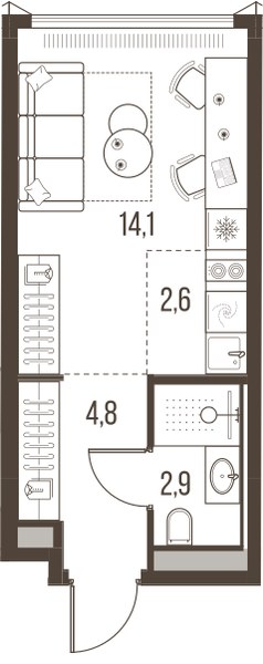 Планировка 24.4 м²