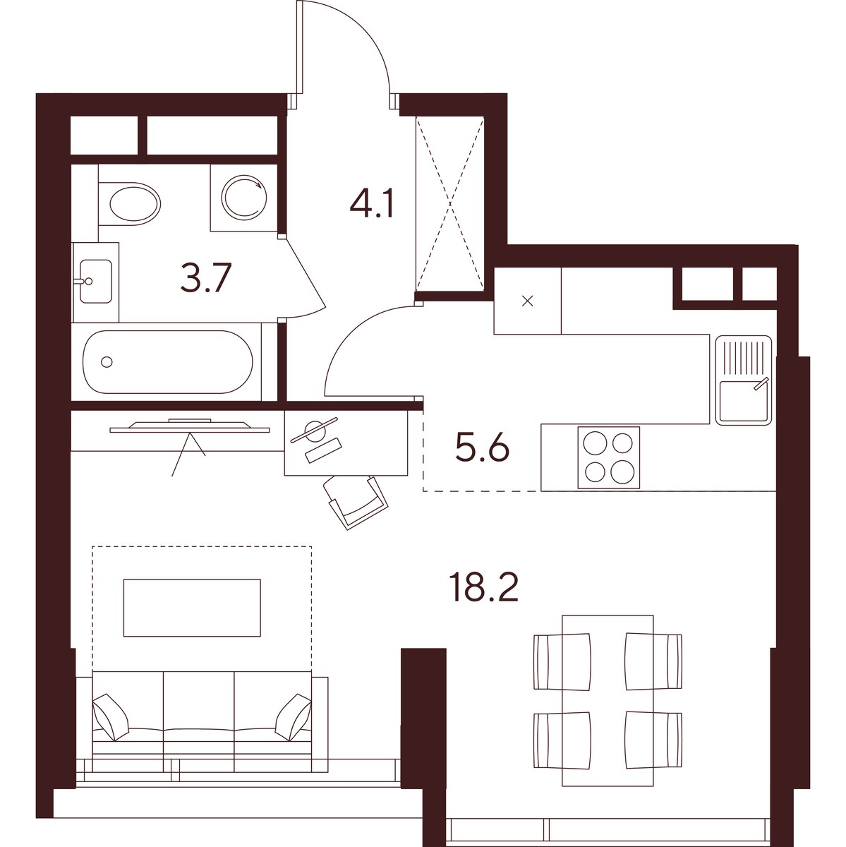 Планировка 31.6 м²