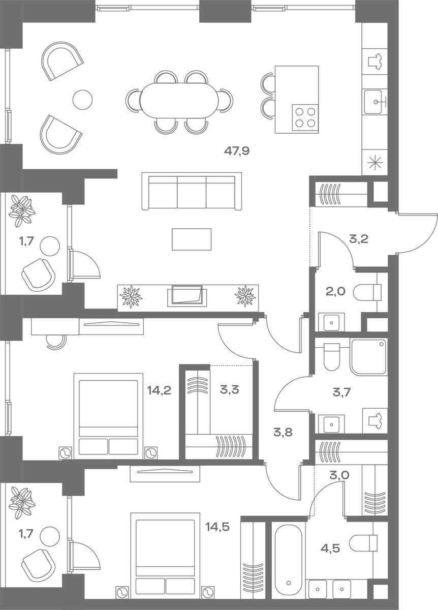Планировка 107.0 м²