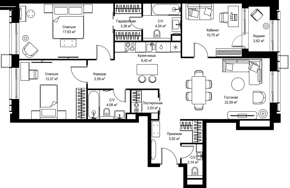 Планировка 96.65 м²