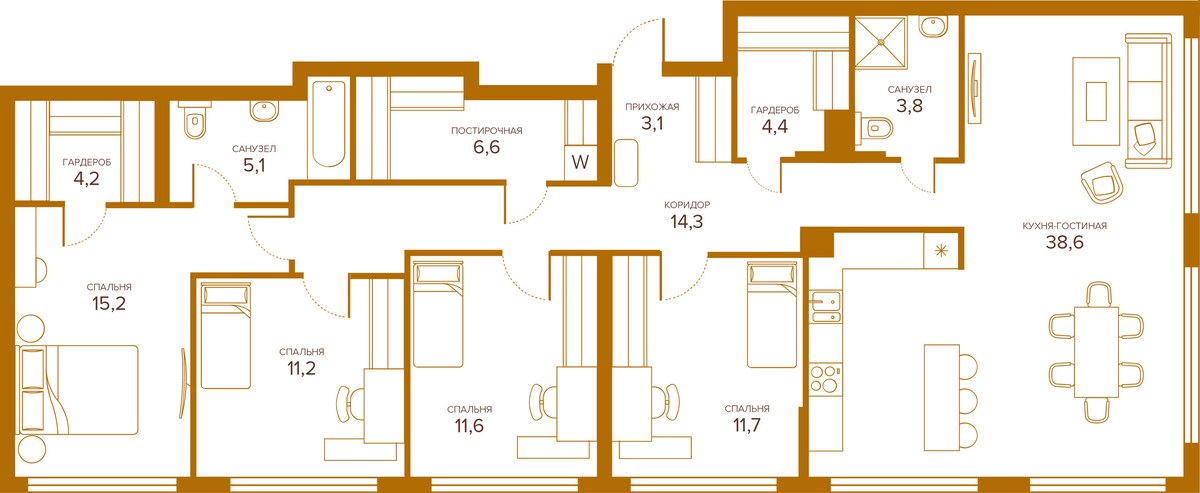 Планировка 129.8 м²