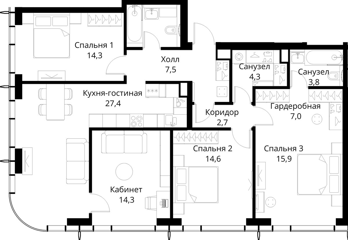 Планировка 116.3 м²