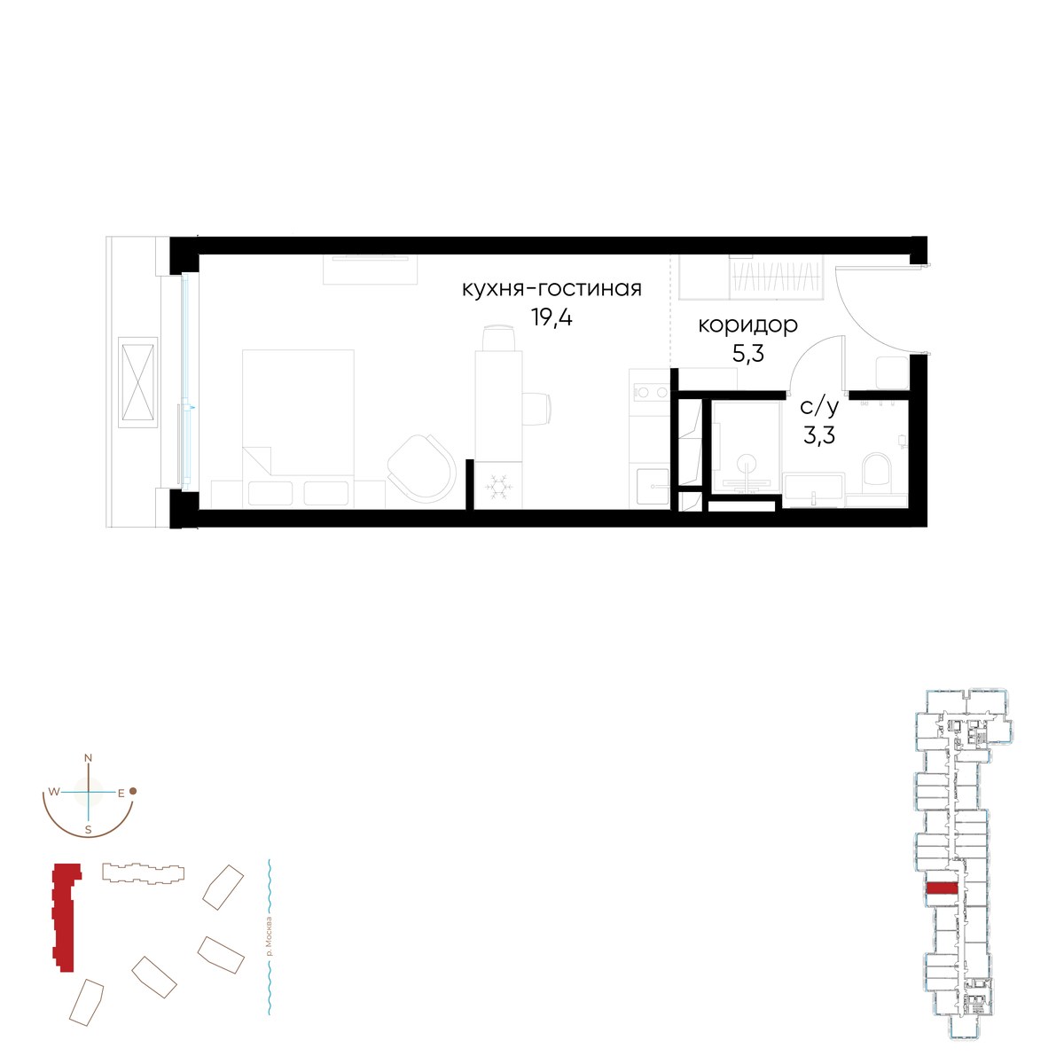 Планировка 28.0 м²
